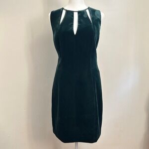 emerald green velvet cutout dress tahari size 8 Y2K